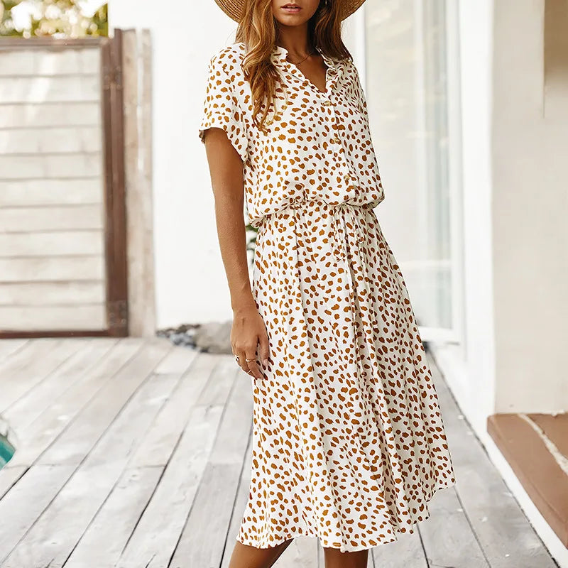 Vintage Floral Print Dress Women
