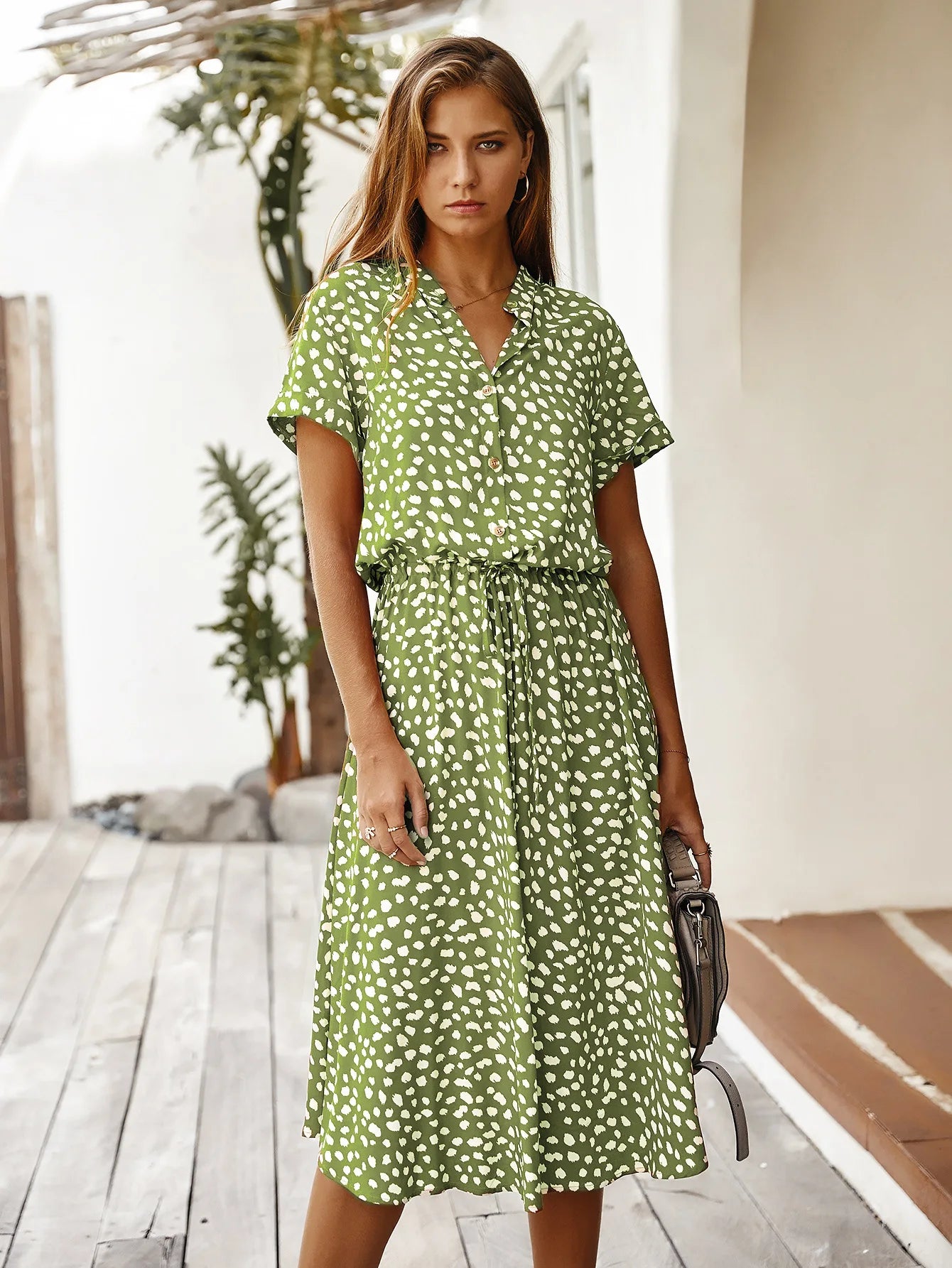 Vintage Floral Print Dress Women