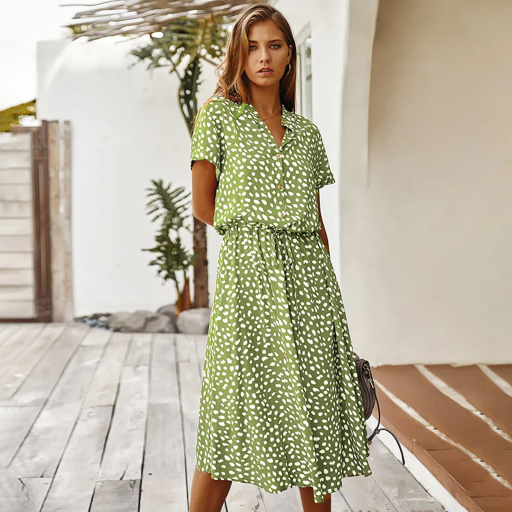 Vintage Floral Print Dress Women