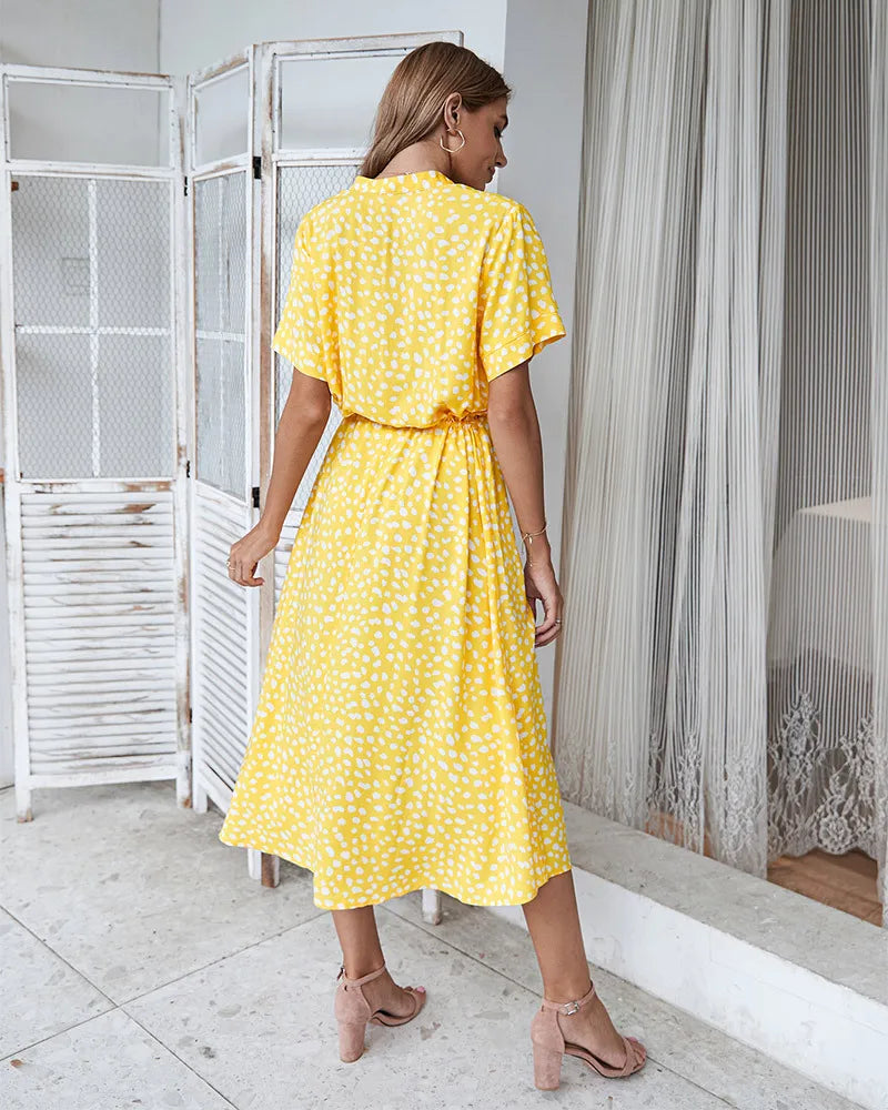 Vintage Floral Print Dress Women