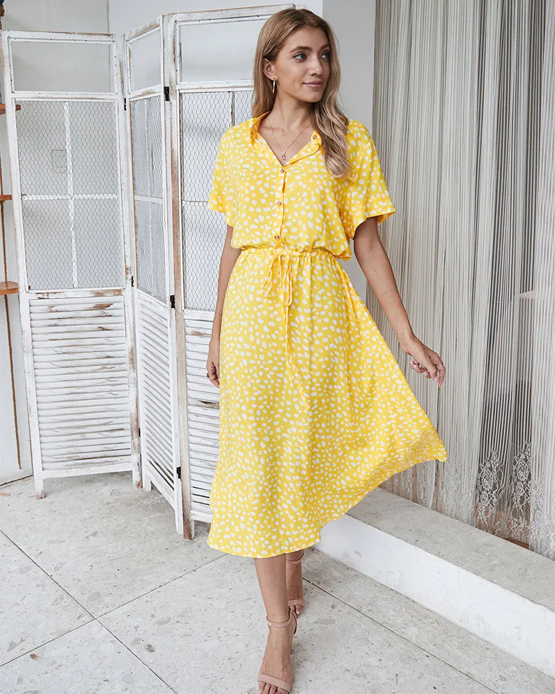 Vintage Floral Print Dress Women