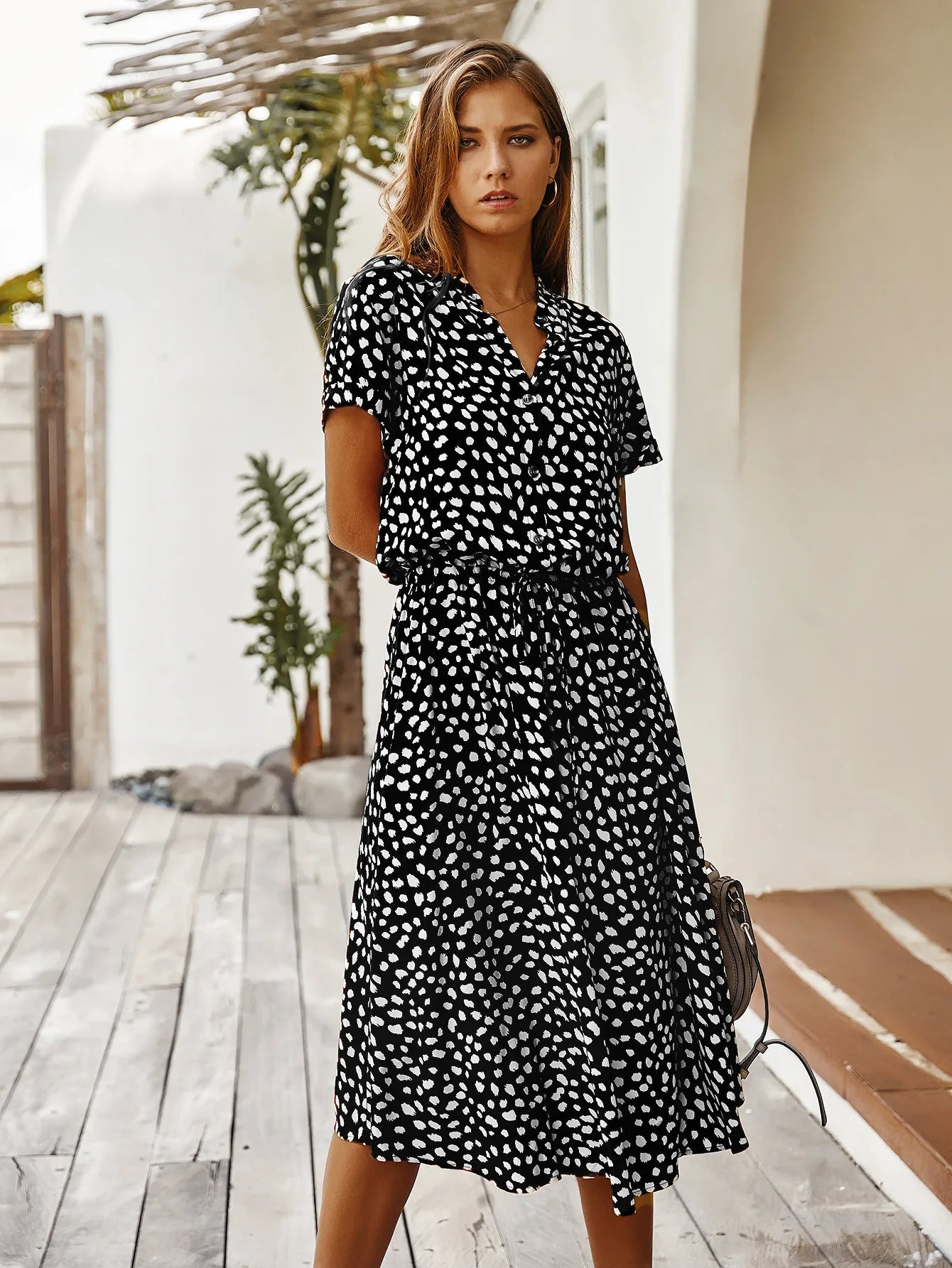 Vintage Floral Print Dress Women