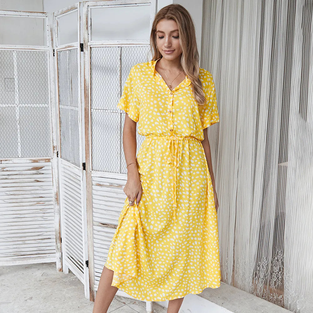 Vintage Floral Print Dress Women