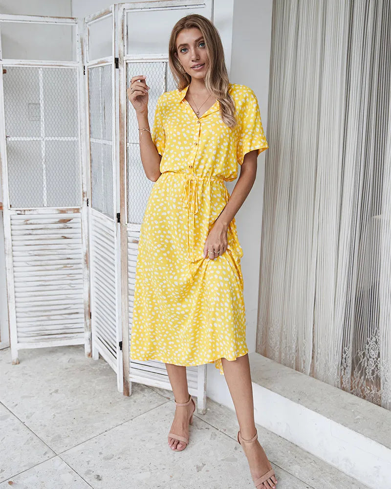 Vintage Floral Print Dress Women