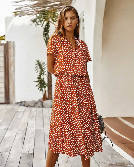 Vintage Floral Print Dress Women
