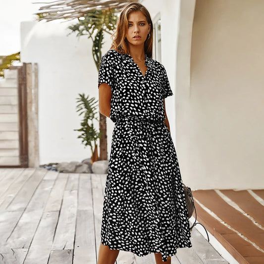 Vintage Floral Print Dress Women